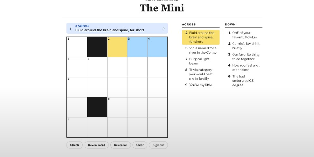 Crossword — The Mini daily crossword